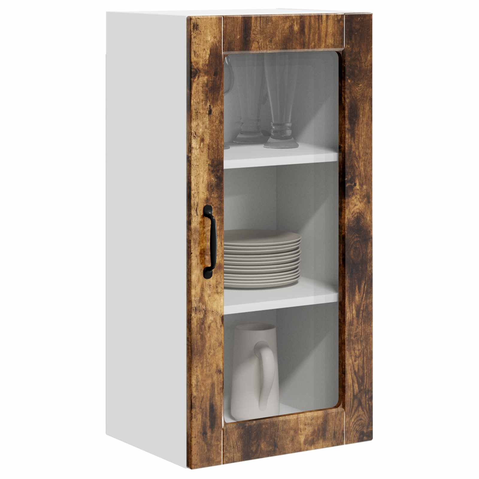 Wandglas-Schrank LUCCA Geräucherte Eiche 40 x 31 x 80 cm