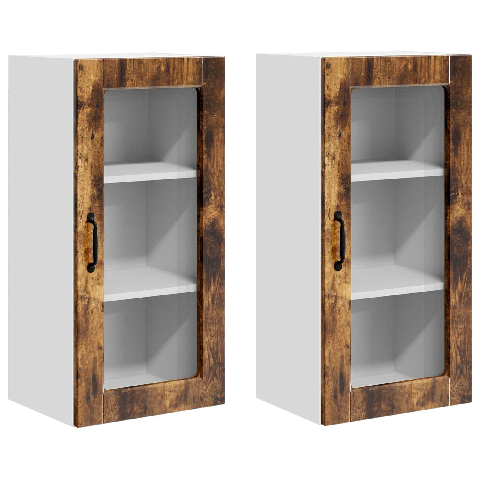 Wandglas-Schrank LUCCA 2 pcs Geräucherte Eiche 40 x 31 x 80 cm