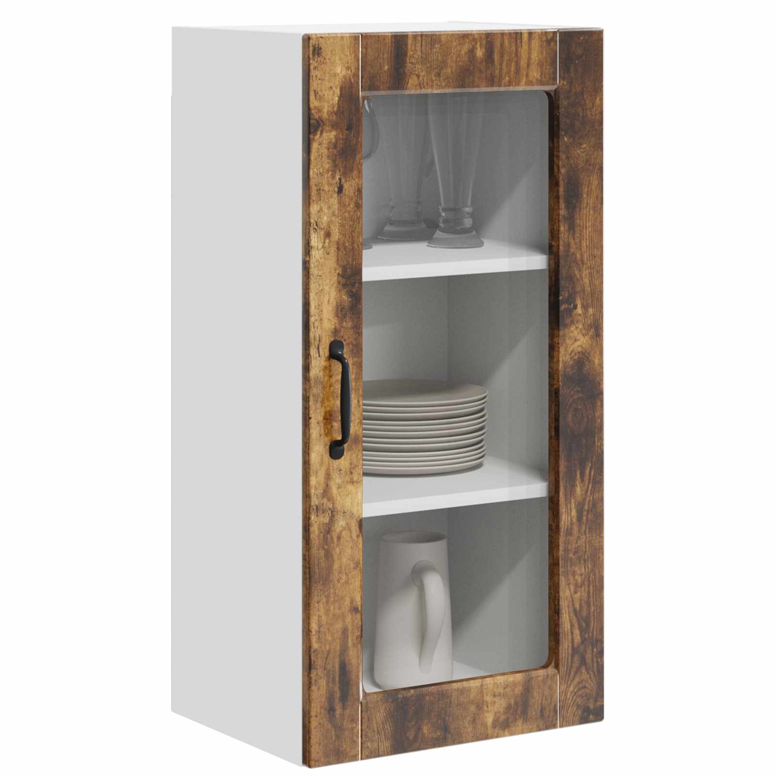 Wandglas-Schrank LUCCA 2 pcs Geräucherte Eiche 40 x 31 x 80 cm