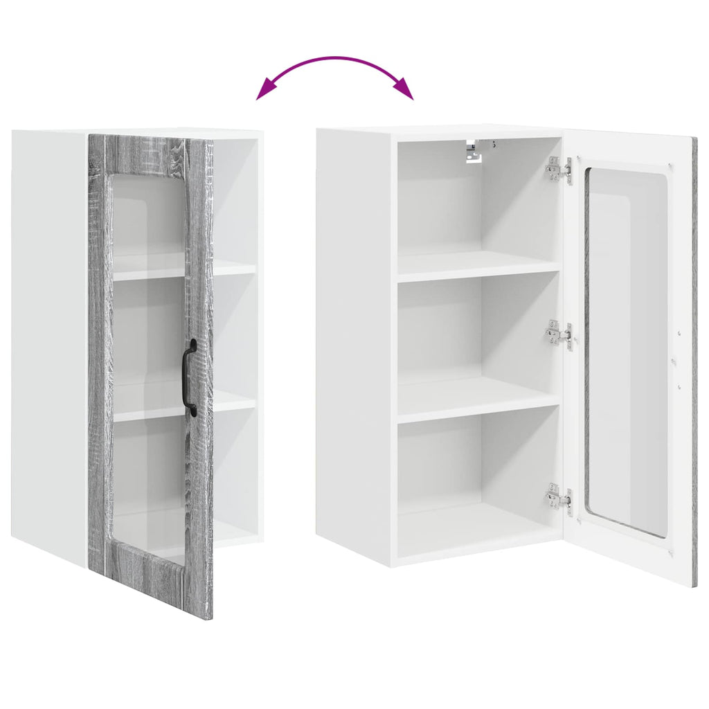 Wandglas-Schrank LUCCA Graues Sonoma 40 x 31 x 80 cm