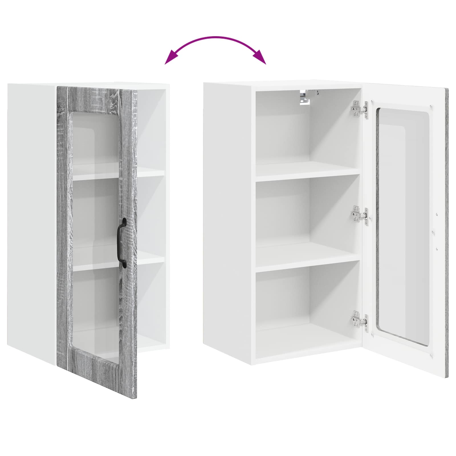 Wandglas-Schrank LUCCA Graues Sonoma 40 x 31 x 80 cm