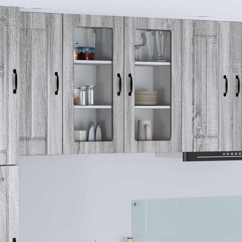 Wandglas-Schrank LUCCA 2 pcs Graues Sonoma 40 x 31 x 80 cm