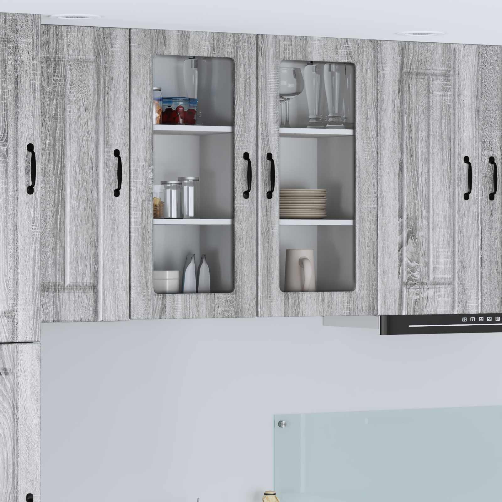 Wandglas-Schrank LUCCA 2 pcs Graues Sonoma 40 x 31 x 80 cm