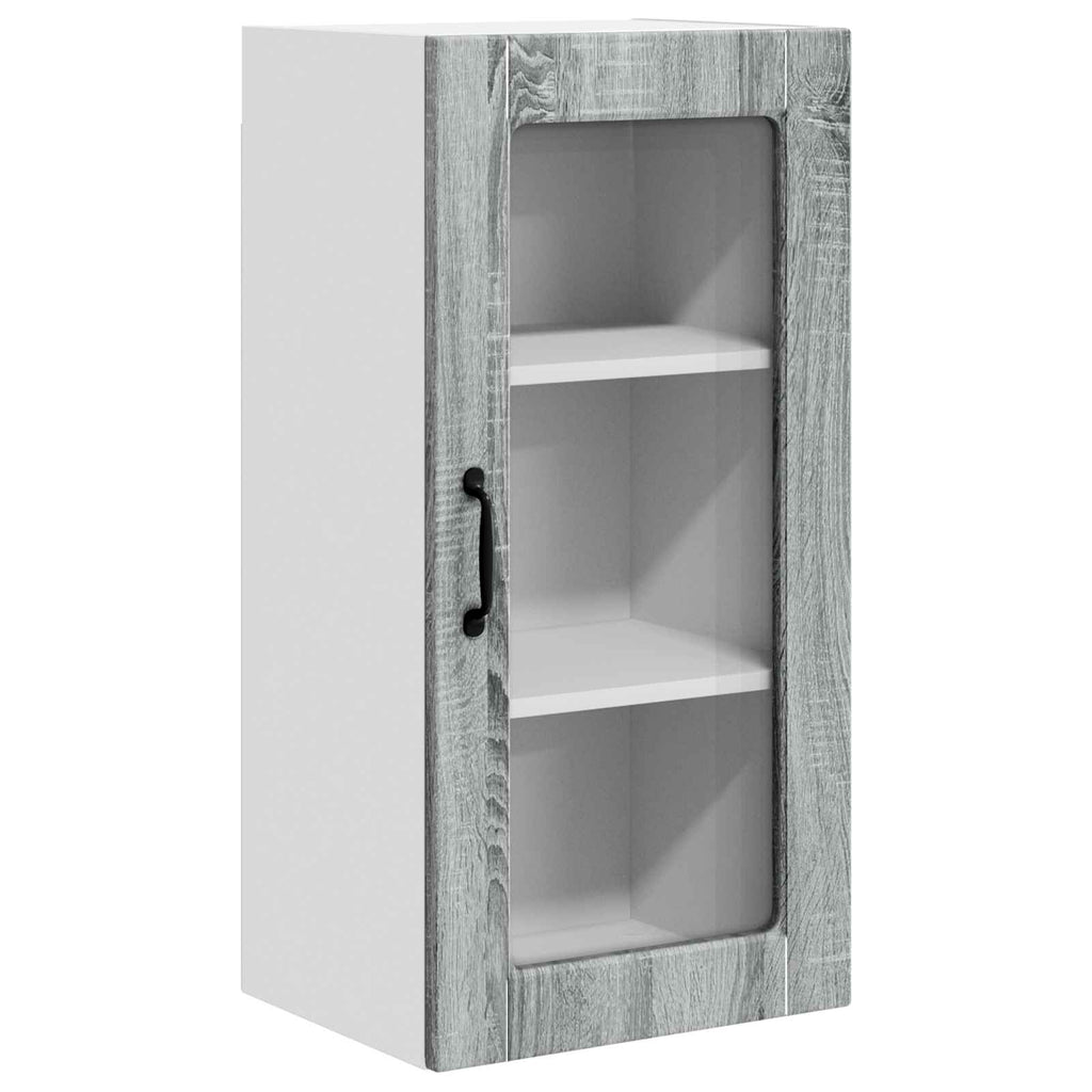 Wandglas-Schrank LUCCA 2 pcs Graues Sonoma 40 x 31 x 80 cm