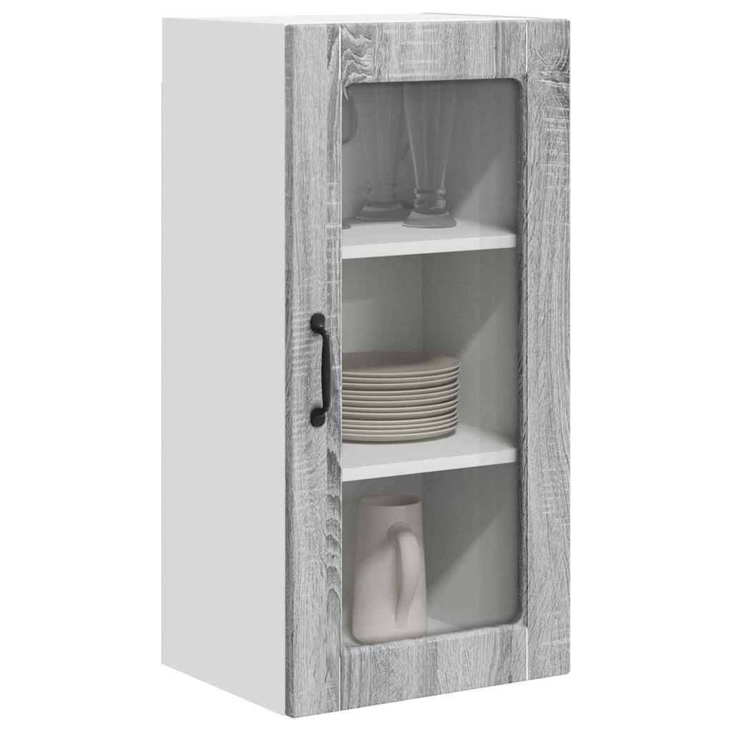 Wandglas-Schrank LUCCA 2 pcs Graues Sonoma 40 x 31 x 80 cm