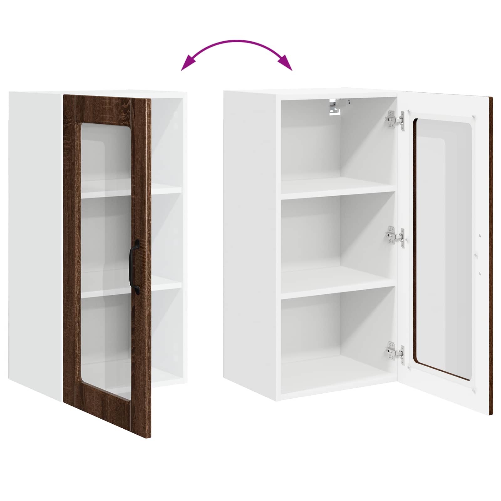 Wandglas-Schrank LUCCA Brauneiche 40 x 31 x 80 cm Holzwerkstoff