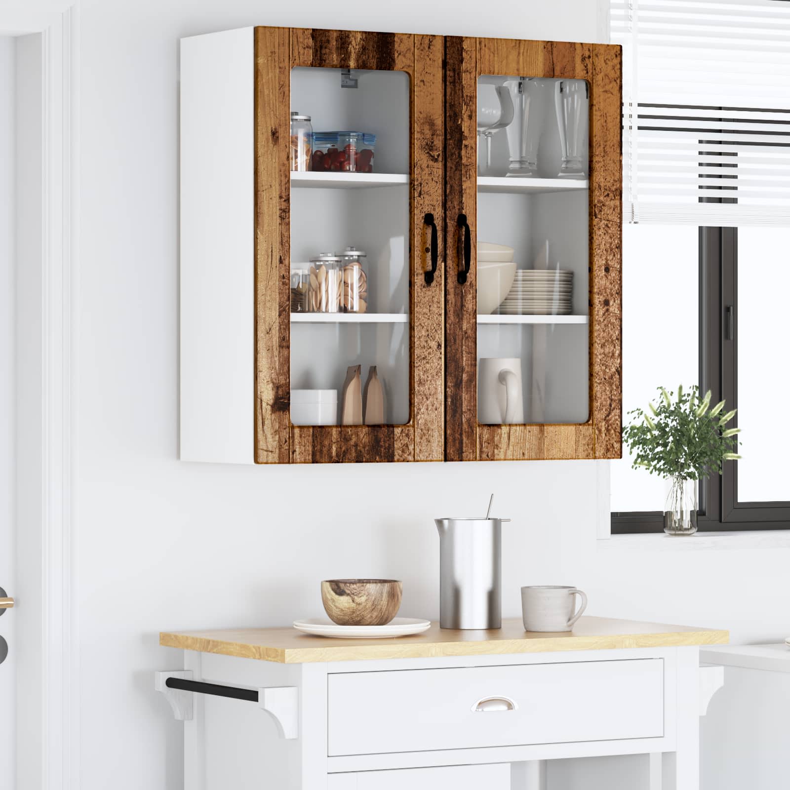 Wandglas-Schrank LUCCA 2 pcs Altholz 40 x 31 x 80 cm