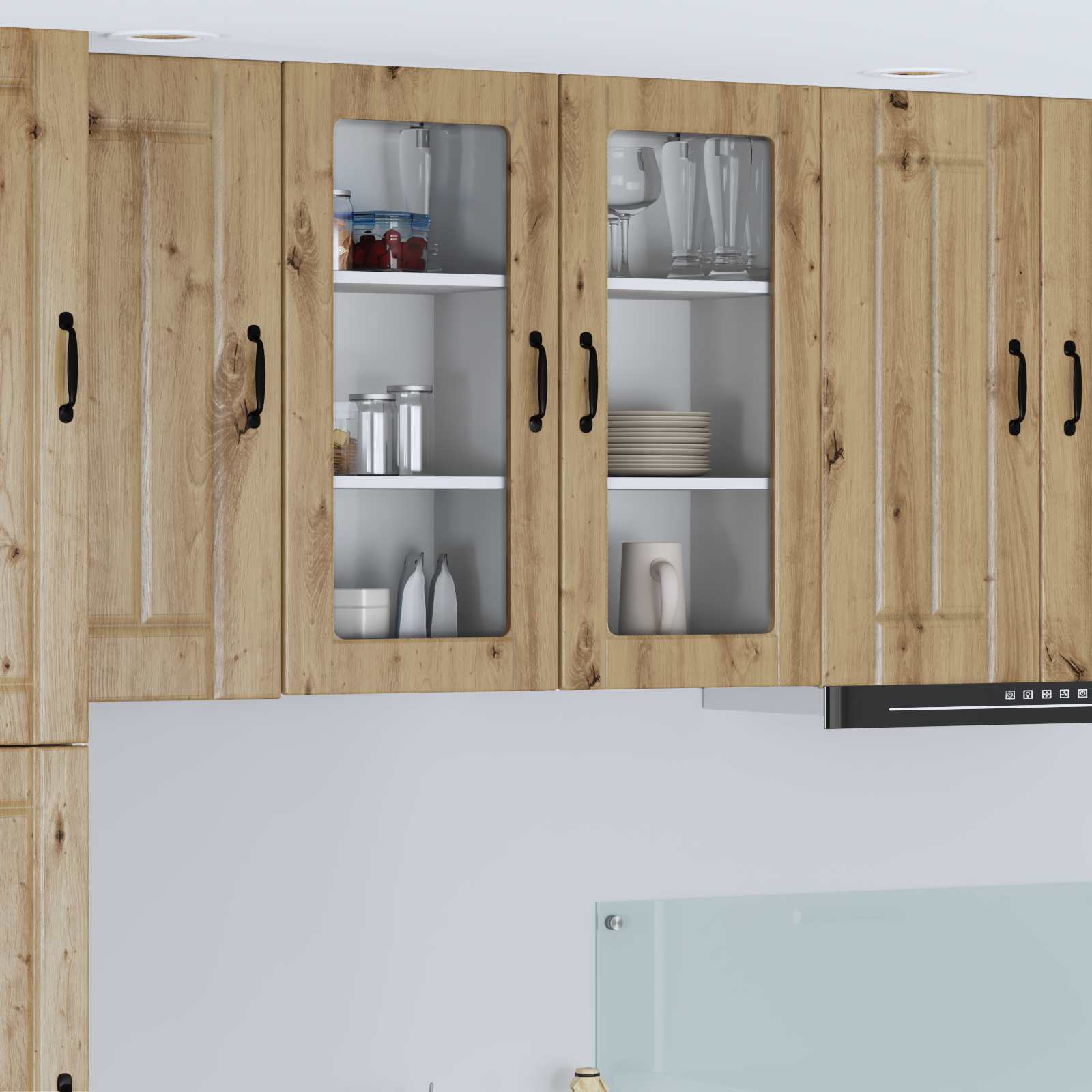 Wandglas-Schrank LUCCA Artisan-Eiche 40 x 31 x 80 cm