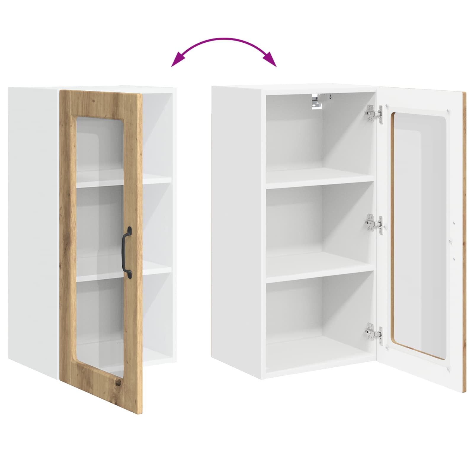 Wandglas-Schrank LUCCA Artisan-Eiche 40 x 31 x 80 cm