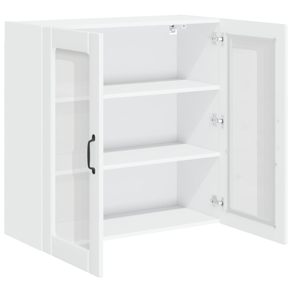 Wandglas-Schrank LUCCA Hochglanz Weiß 80 x 31 x 80 cm