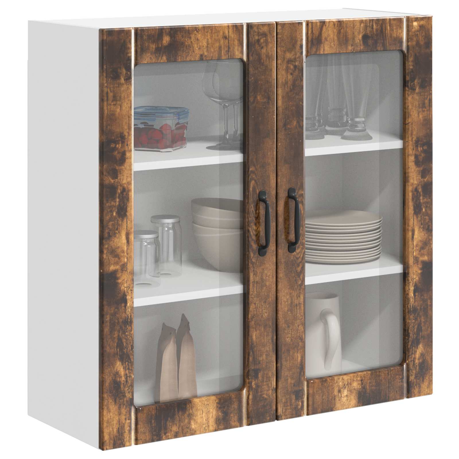 Wandglas-Schrank LUCCA Geräucherte Eiche 80 x 31 x 80 cm