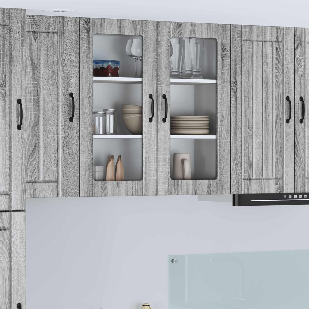 Wandglas-Schrank LUCCA Graues Sonoma 80 x 31 x 80 cm