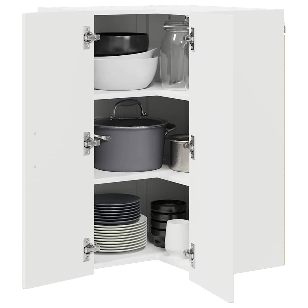 Wand-Eckschrank LUCCA Hochglanz Weiß 57 x 57 x 80 cm