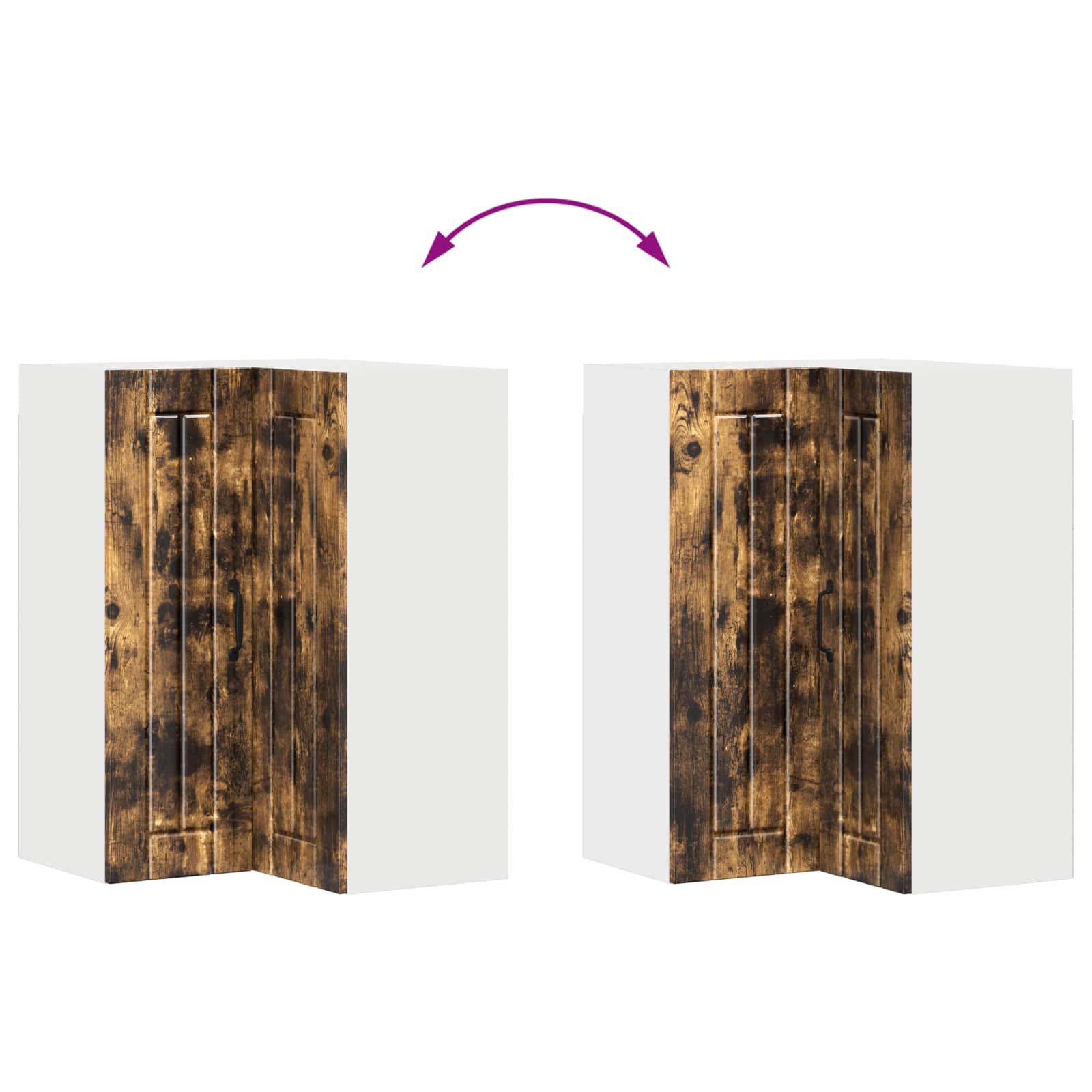 Wand-Eckschrank LUCCA Geräucherte Eiche 57 x 57 x 80 cm