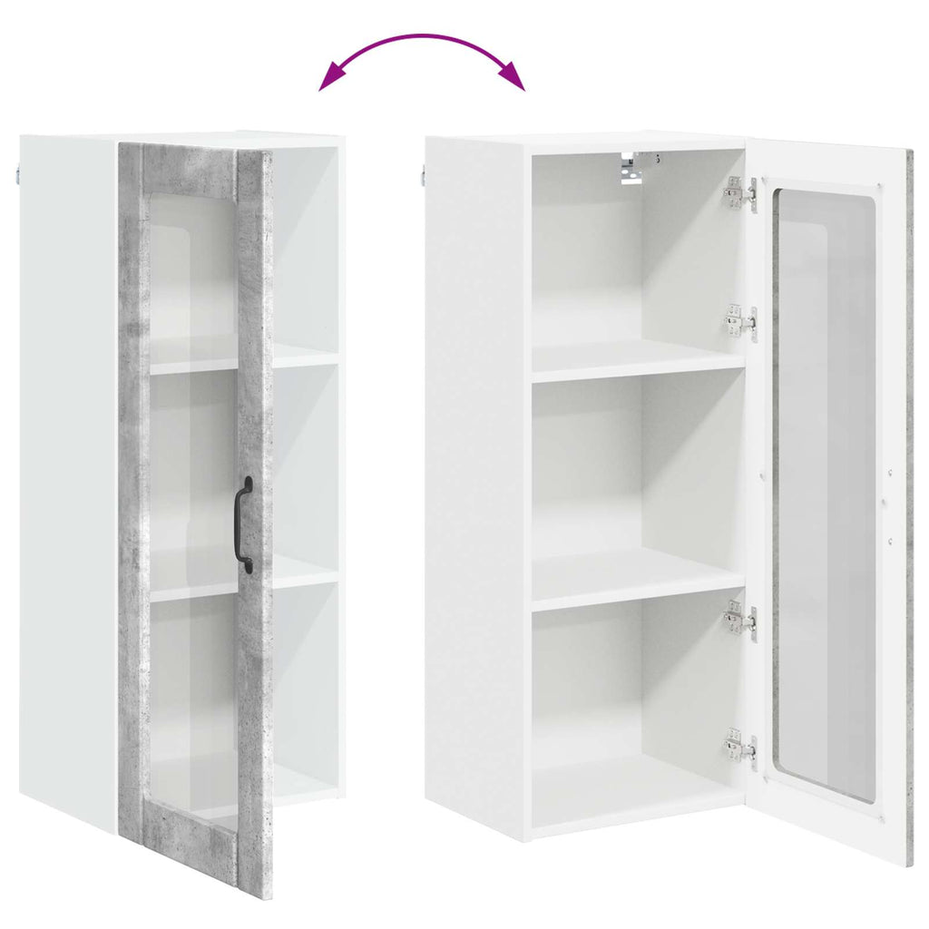 Wandglas-Schrank LUCCA Betongrau 40 x 31 x 100 cm Holzwerkstoff