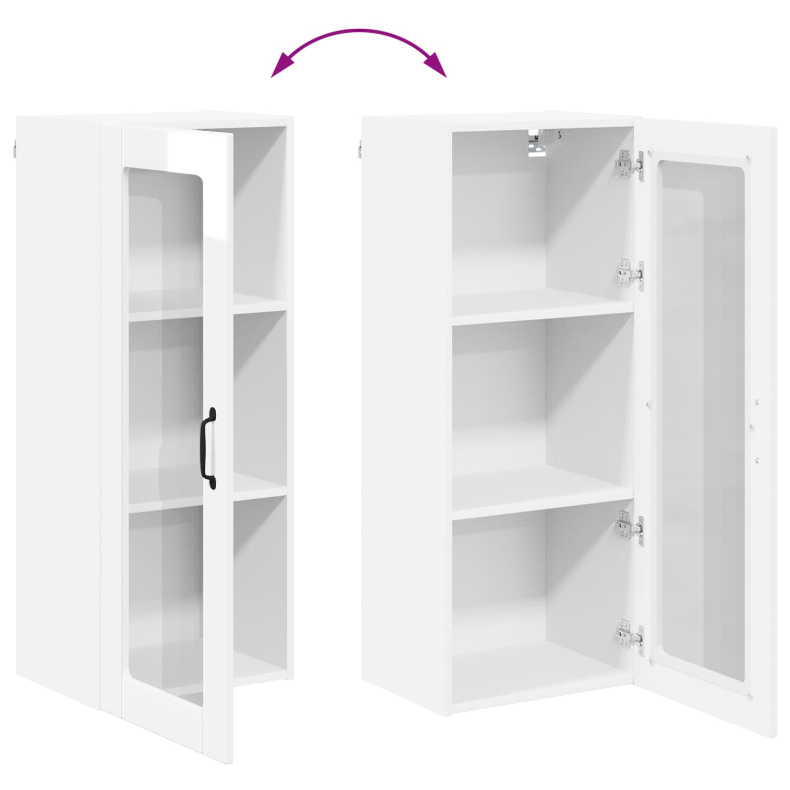 Wandglas-Schrank LUCCA Hochglanz Weiß 40 x 31 x 100 cm