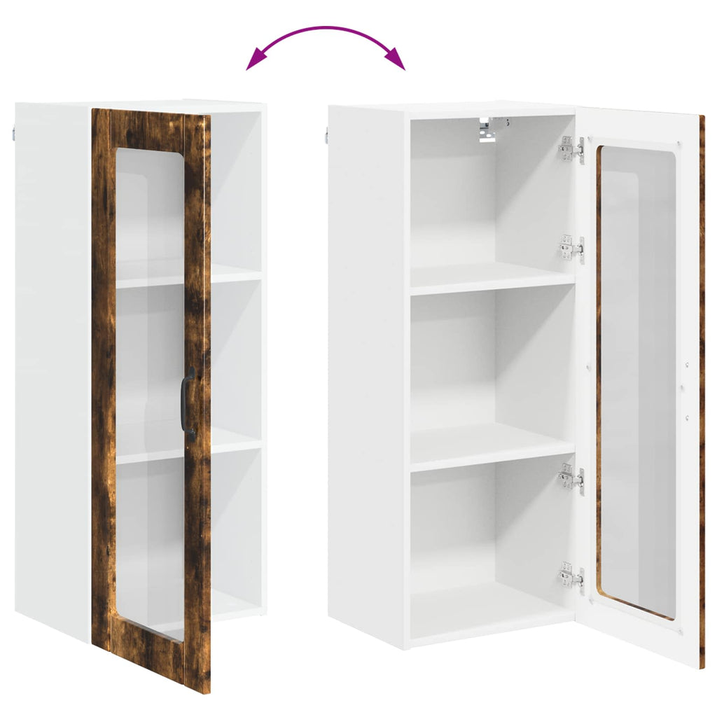 Wandglas-Schrank LUCCA Geräucherte Eiche 40 x 31 x 100 cm