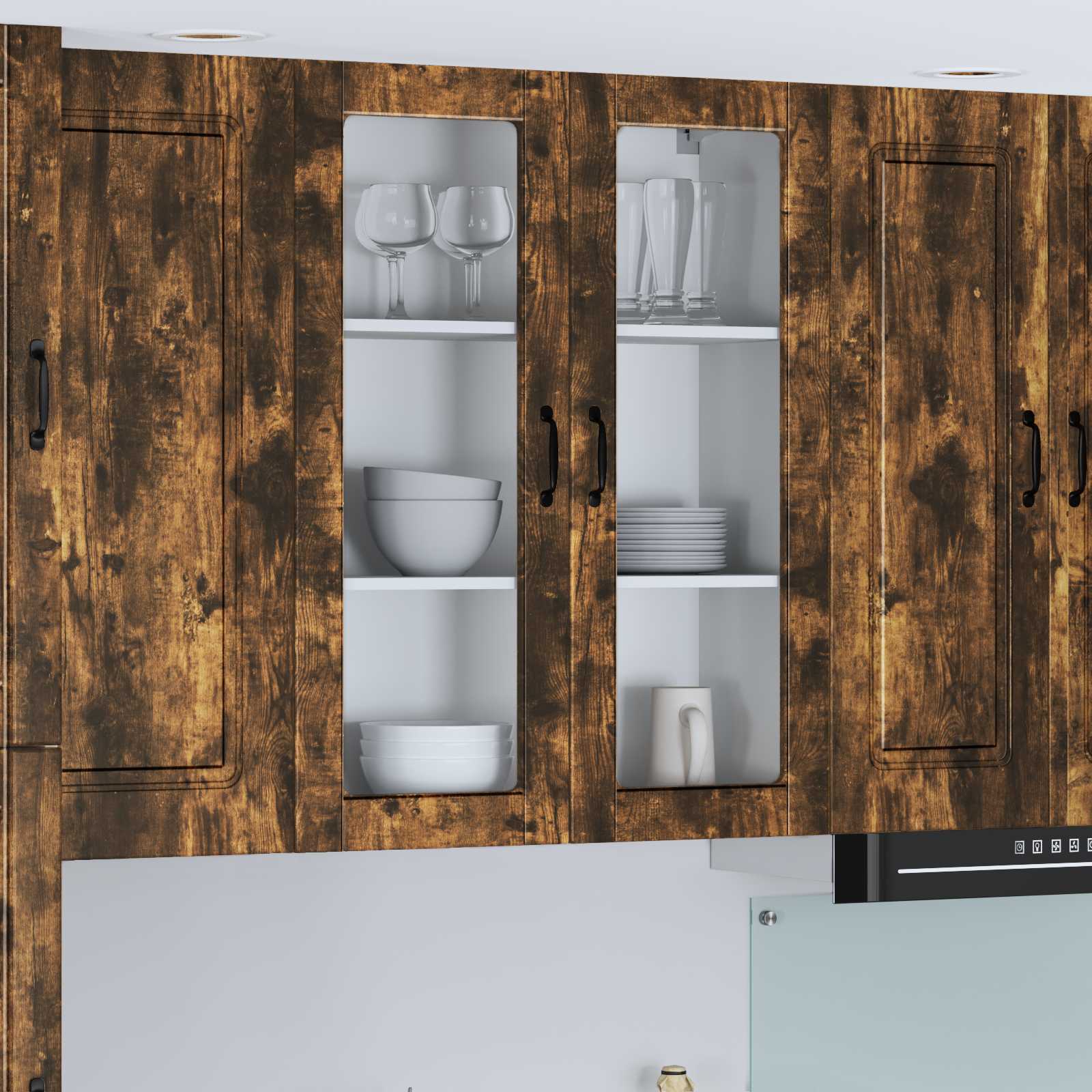 Wandglas-Schrank LUCCA Geräucherte Eiche 80 x 31 x 100 cm