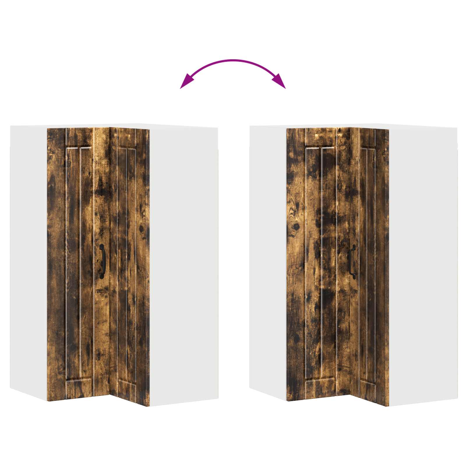 Wand-Eckschrank LUCCA Geräucherte Eiche 57 x 57 x 100 cm