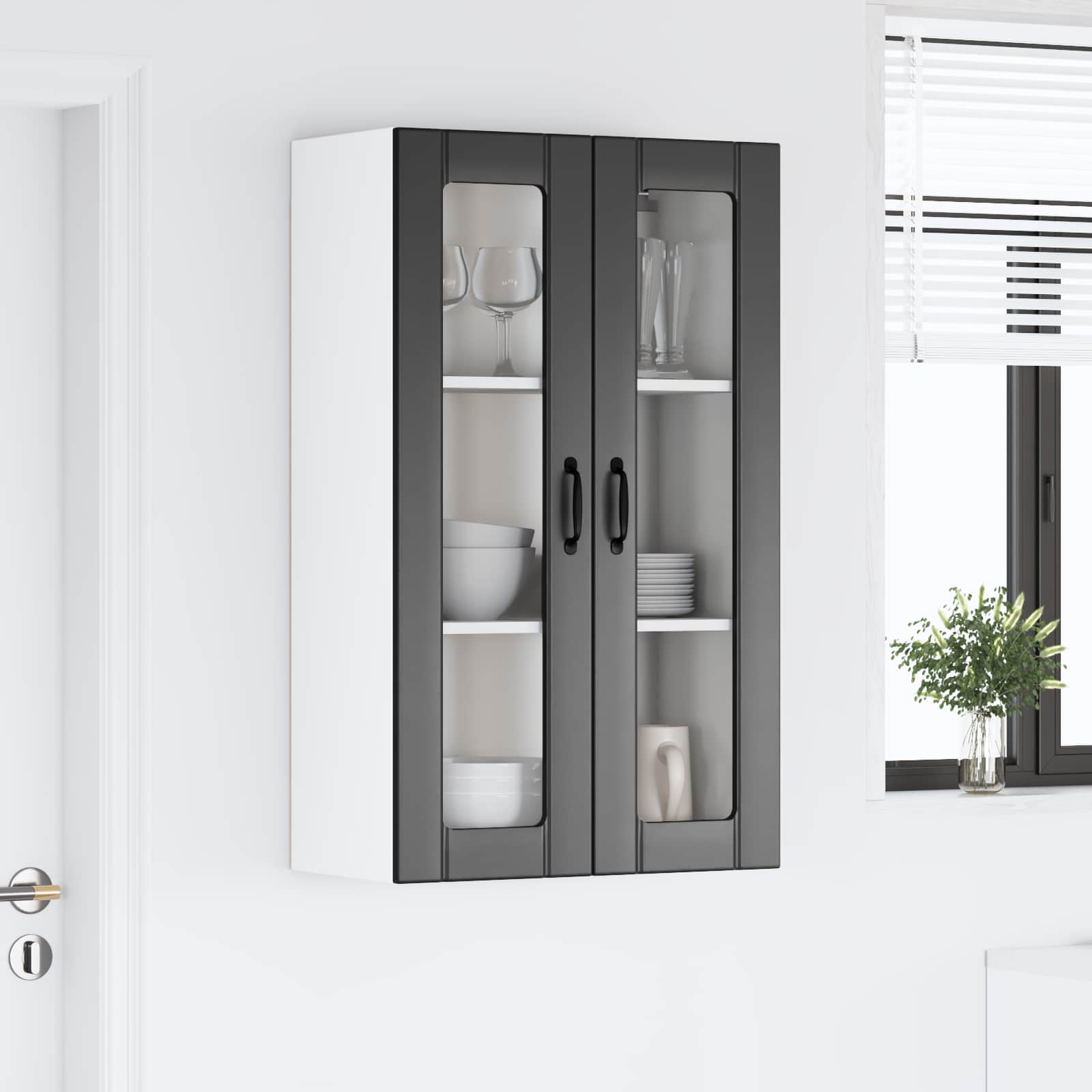 Wandglas-Schrank LUCCA Schwarz 60 x 31 x 100 cm Holzwerkstoff