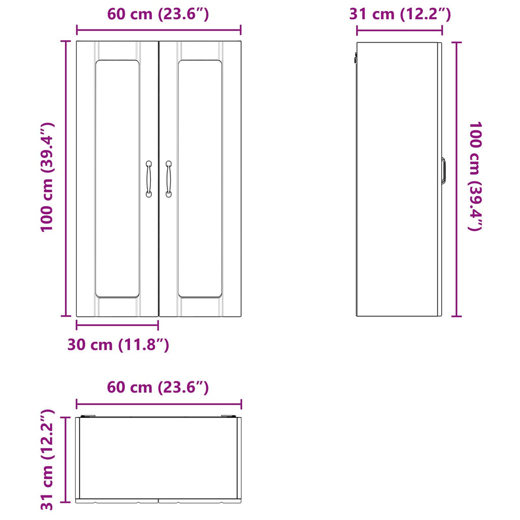 Wandglas-Schrank LUCCA Schwarz 60 x 31 x 100 cm Holzwerkstoff