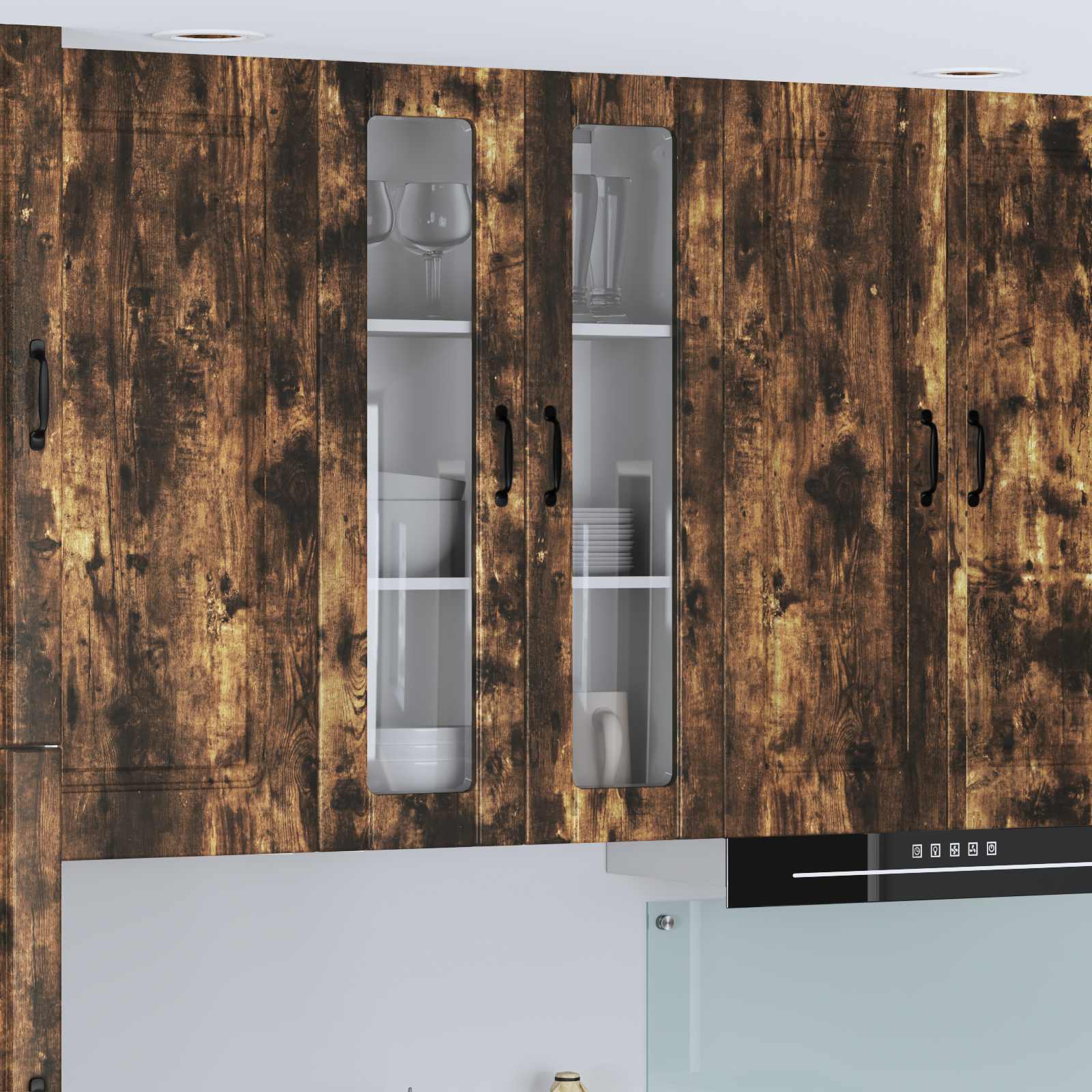 Wandglas-Schrank LUCCA Geräucherte Eiche 60 x 31 x 100 cm