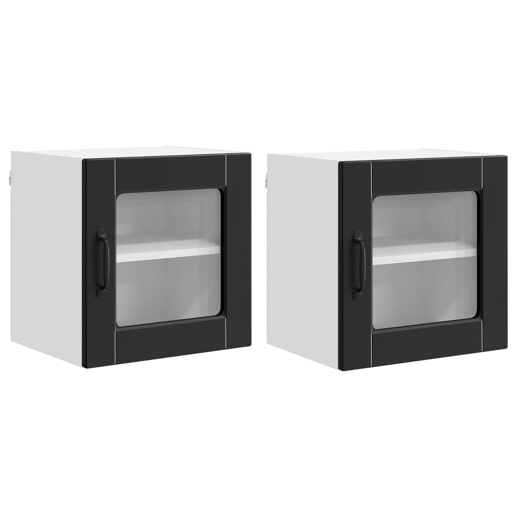 Wandglas-Schrank PORTO 2 pcs Schwarz 40 x 31 x 40 cm