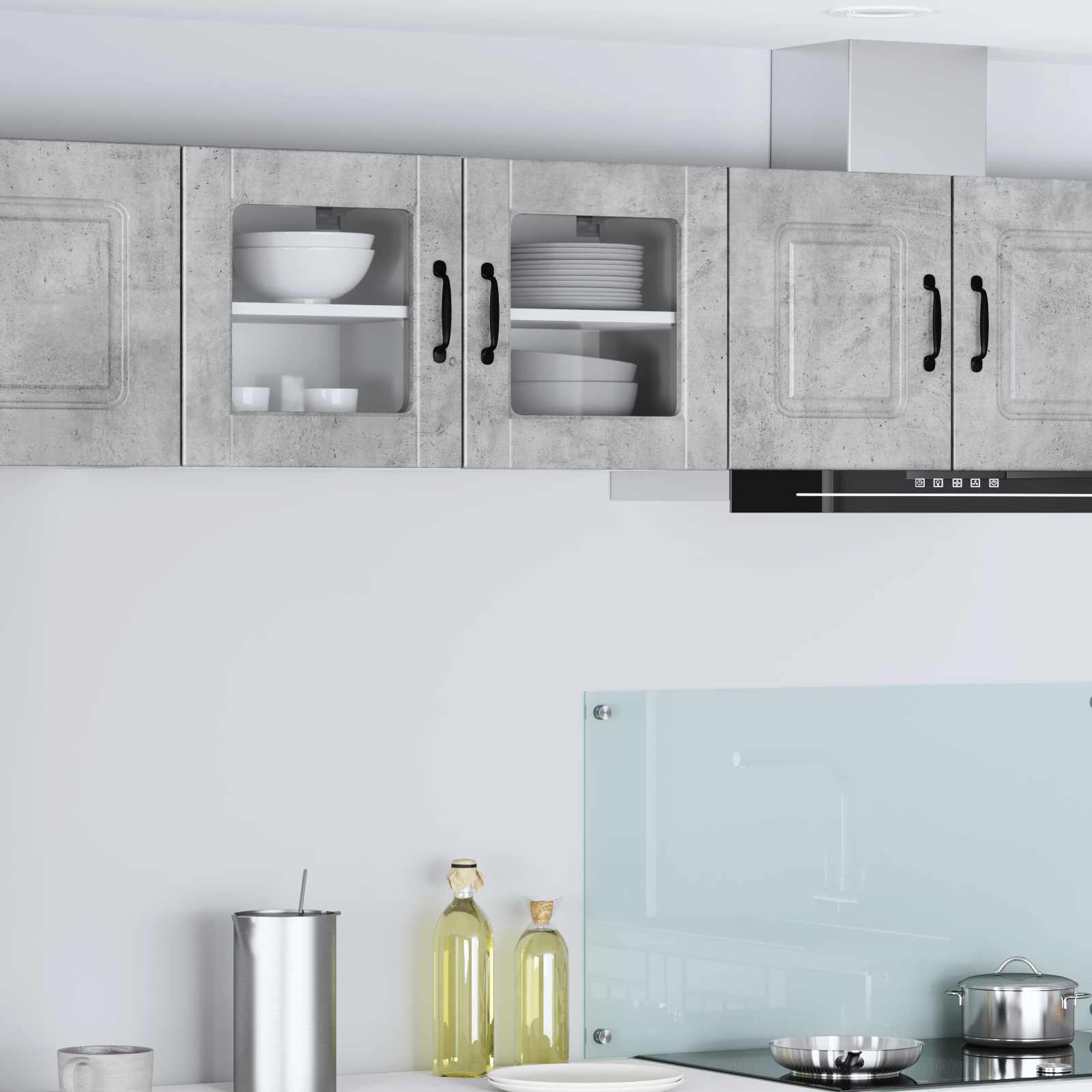 Wandglas-Schrank PORTO 2 pcs Beton Grau 40 x 31 x 40 cm