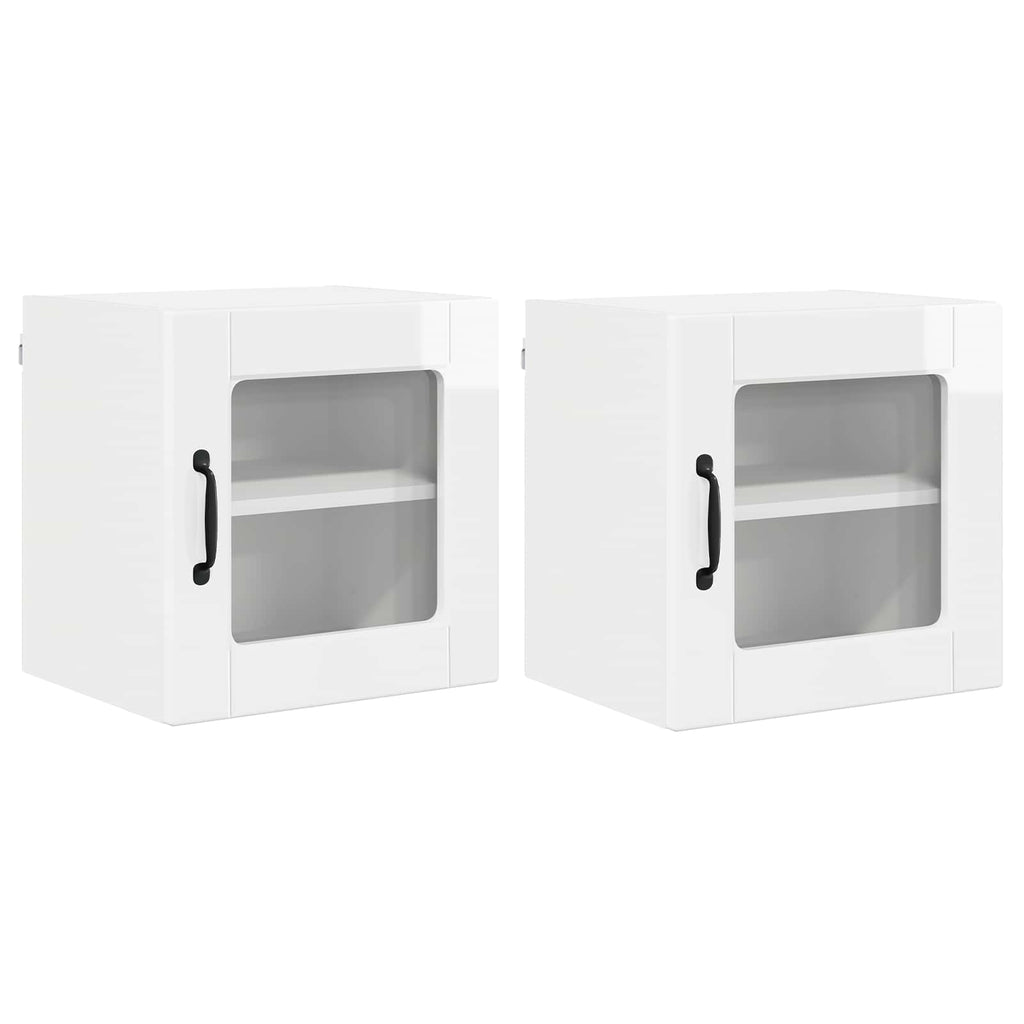 Wandglas-Schrank PORTO 2 pcs Hochglanz Weiß 40 x 31 x 40 cm