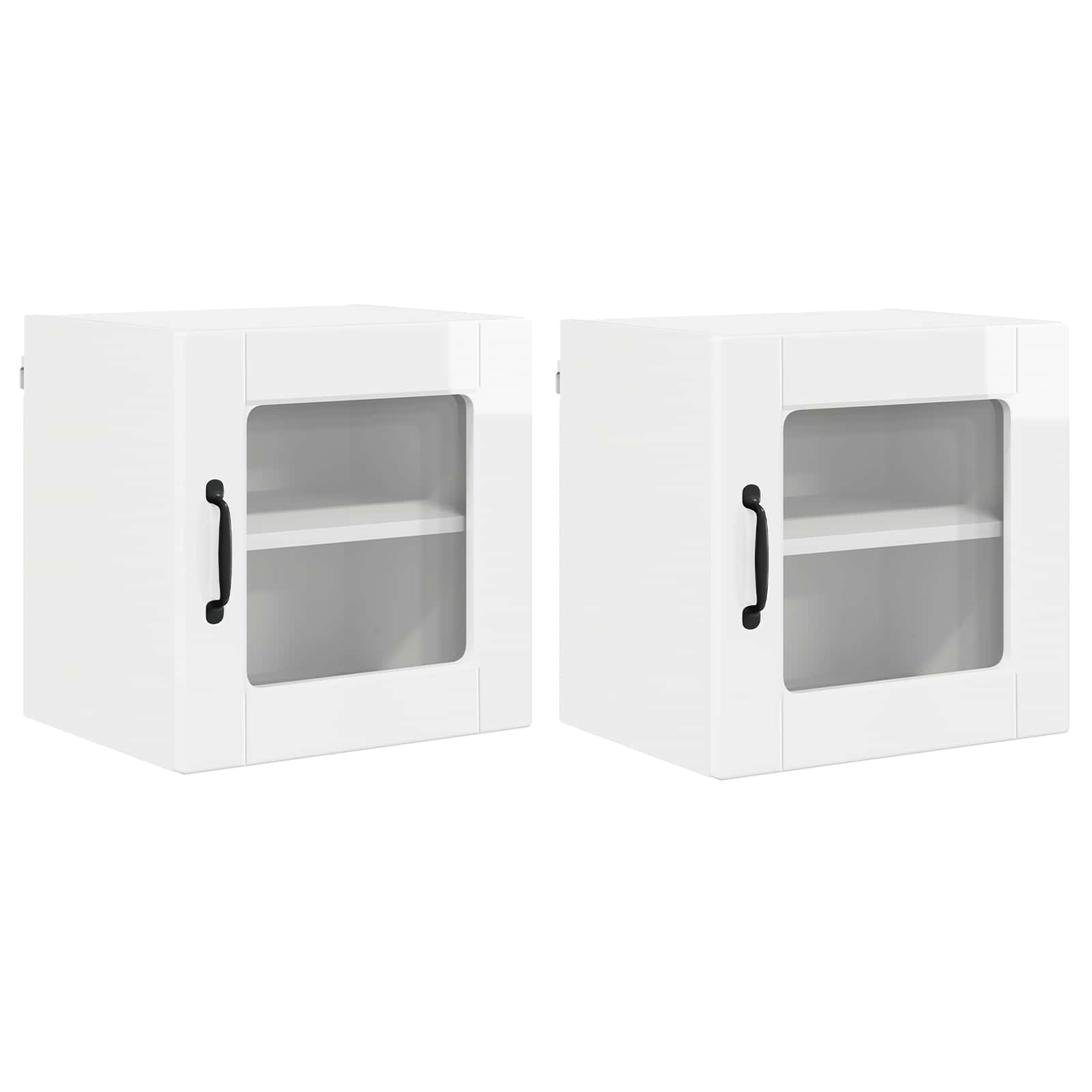 Wandglas-Schrank PORTO 2 pcs Hochglanz Weiß 40 x 31 x 40 cm