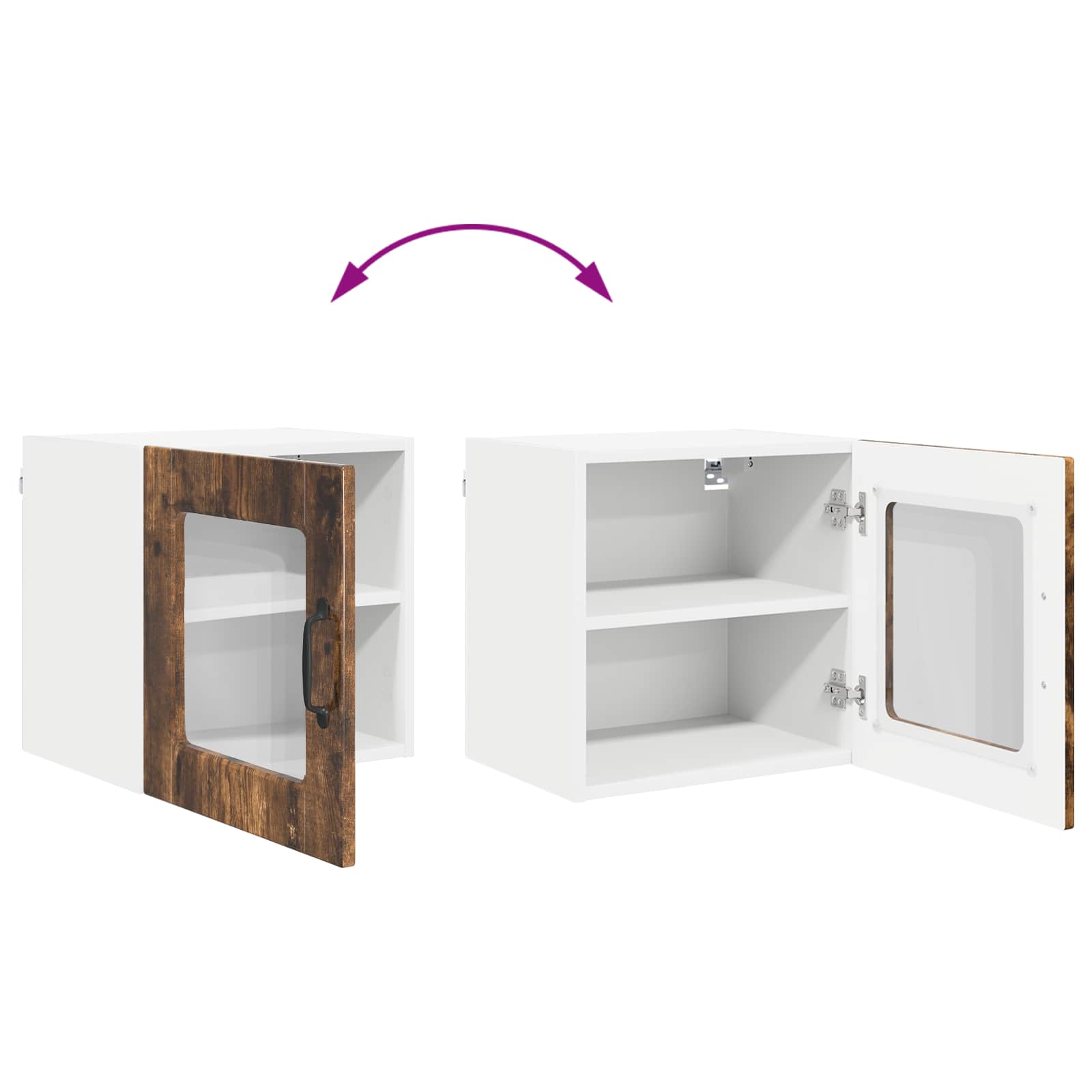 Wandglas-Schrank PORTO Geräucherte Eiche 40 x 31 x 40 cm