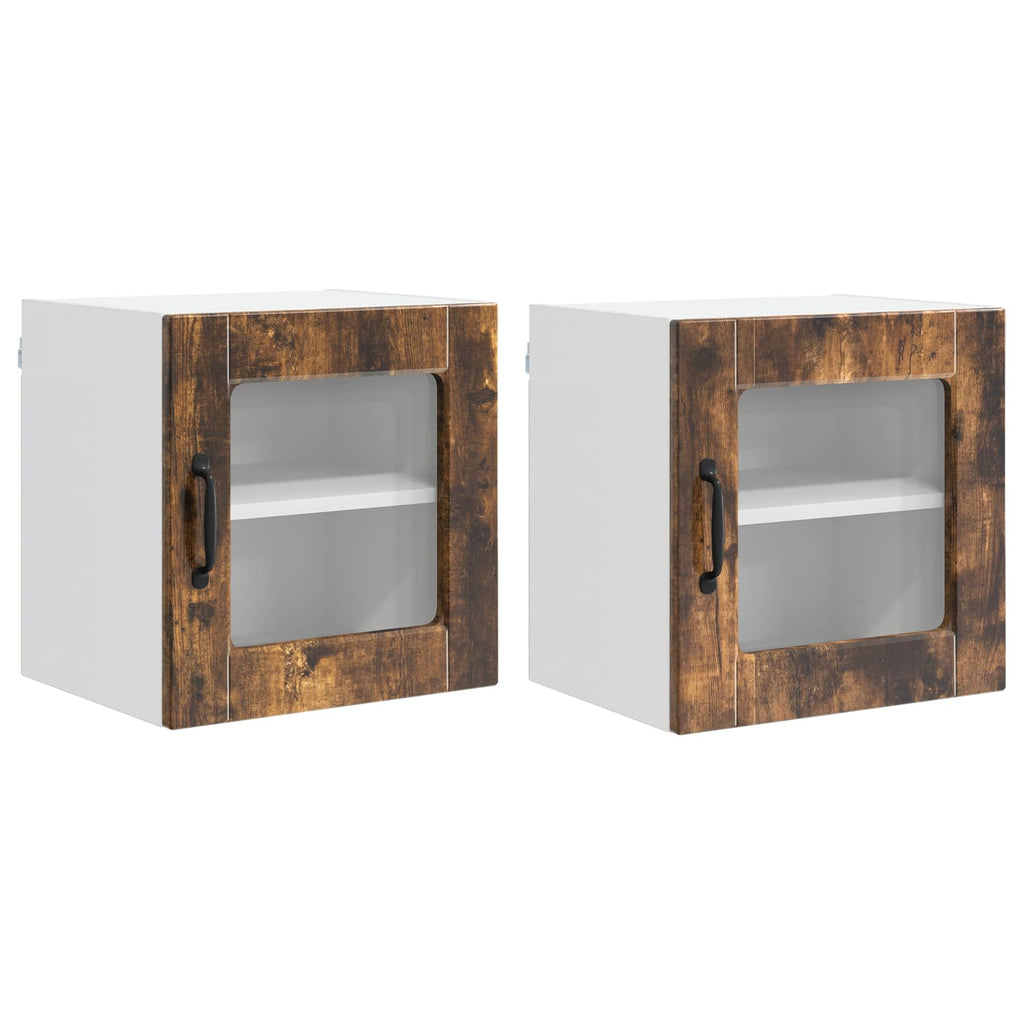 Wandglasvitrine PORTO 2 pcs Geräucherte Eiche 40 x 31 x 40 cm