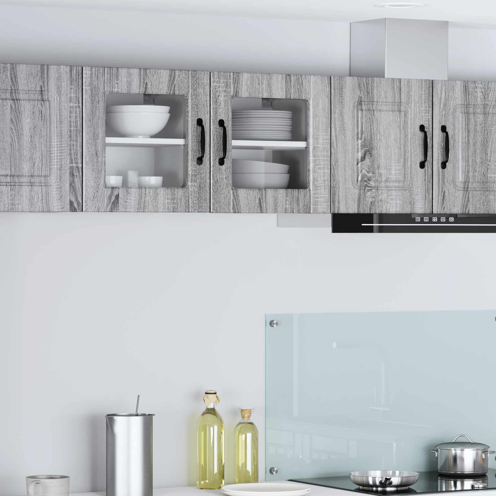 Wandglasschrank PORTO 2 pcs Graues Sonoma 40 x 31 x 40 cm