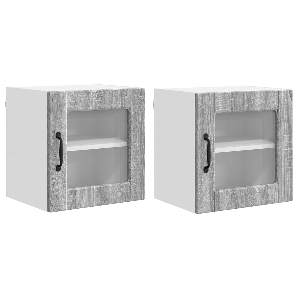 Wandglasschrank PORTO 2 pcs Graues Sonoma 40 x 31 x 40 cm
