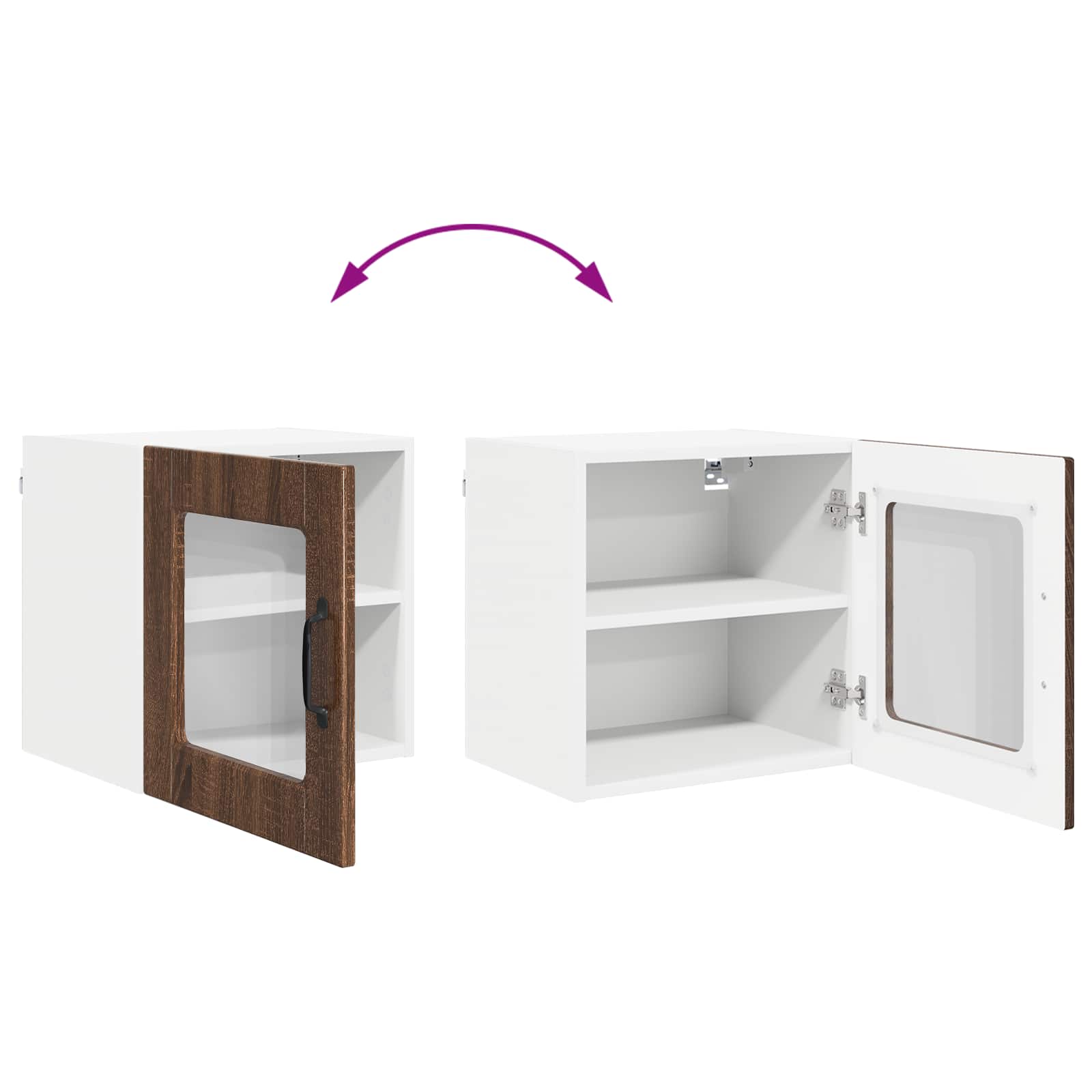 Wandglas-Schrank PORTO Braun Eichen-Optik 40 x 31 x 40 cm