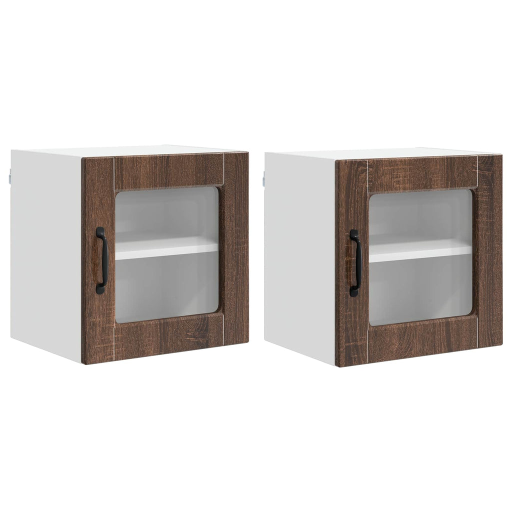 Wandglas-Schrank PORTO 2 pcs Braun Eichen-Optik 40 x 31 x 40 cm