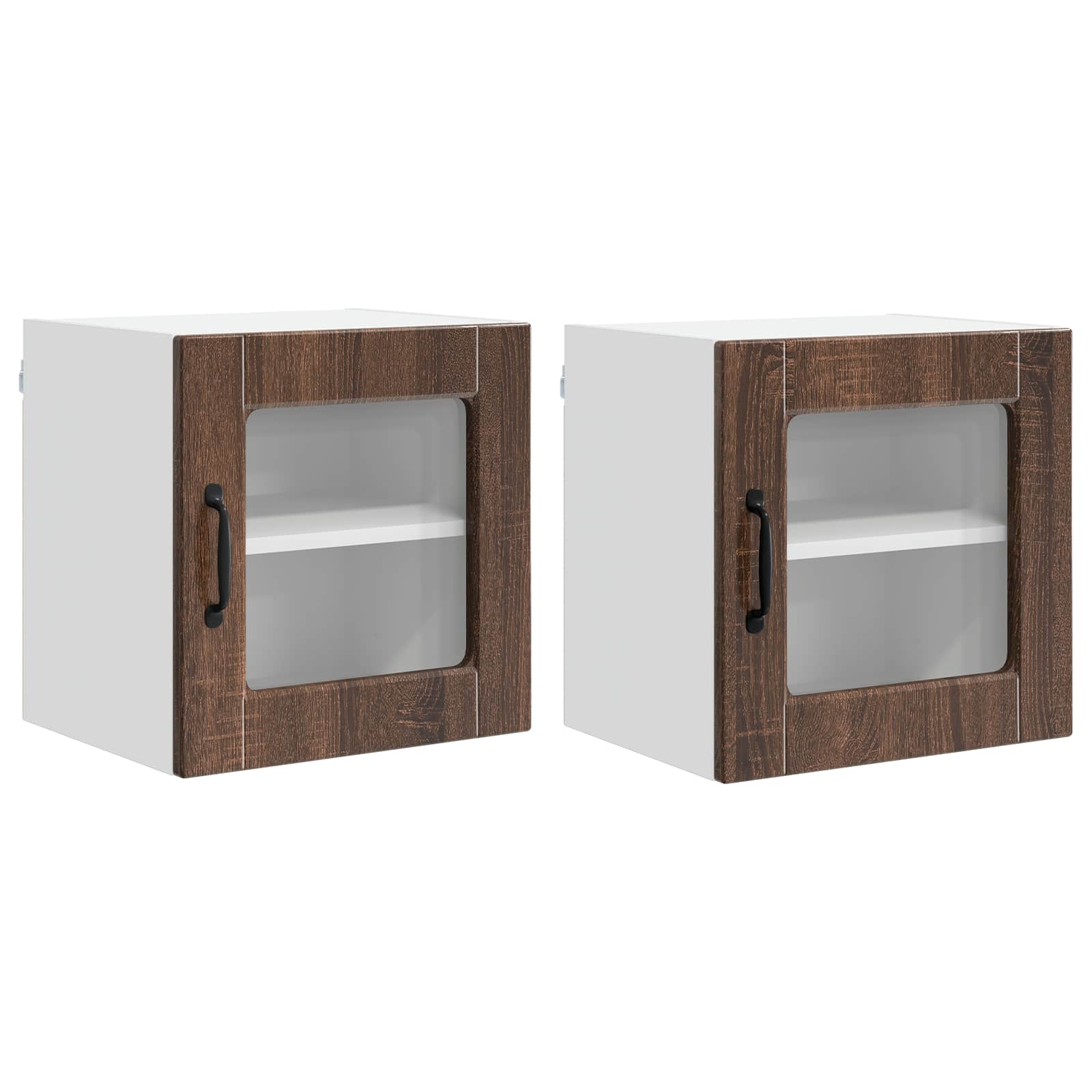 Wandglas-Schrank PORTO 2 pcs Braun Eichen-Optik 40 x 31 x 40 cm