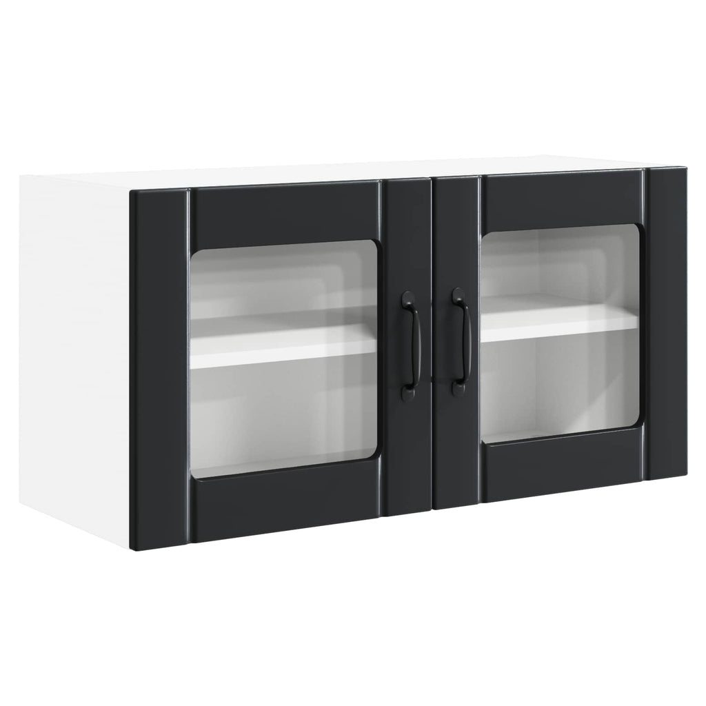 Wandglasvitrine PORTO Schwarz 80 x 31 x 40 cm Holzwerkstoff