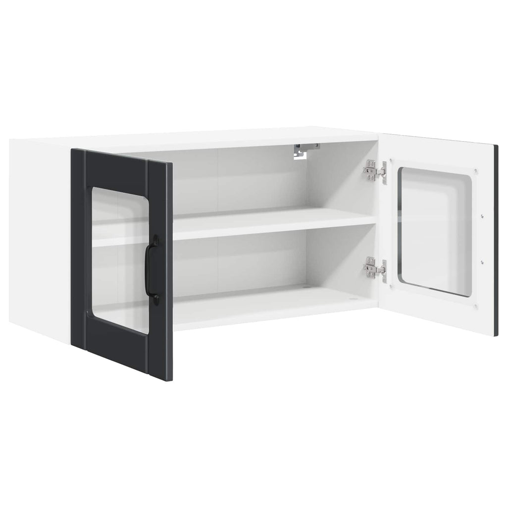 Wandglasvitrine PORTO Schwarz 80 x 31 x 40 cm Holzwerkstoff
