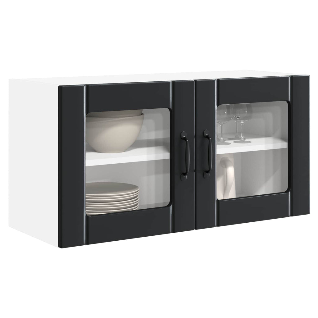 Wandglasvitrine PORTO Schwarz 80 x 31 x 40 cm Holzwerkstoff