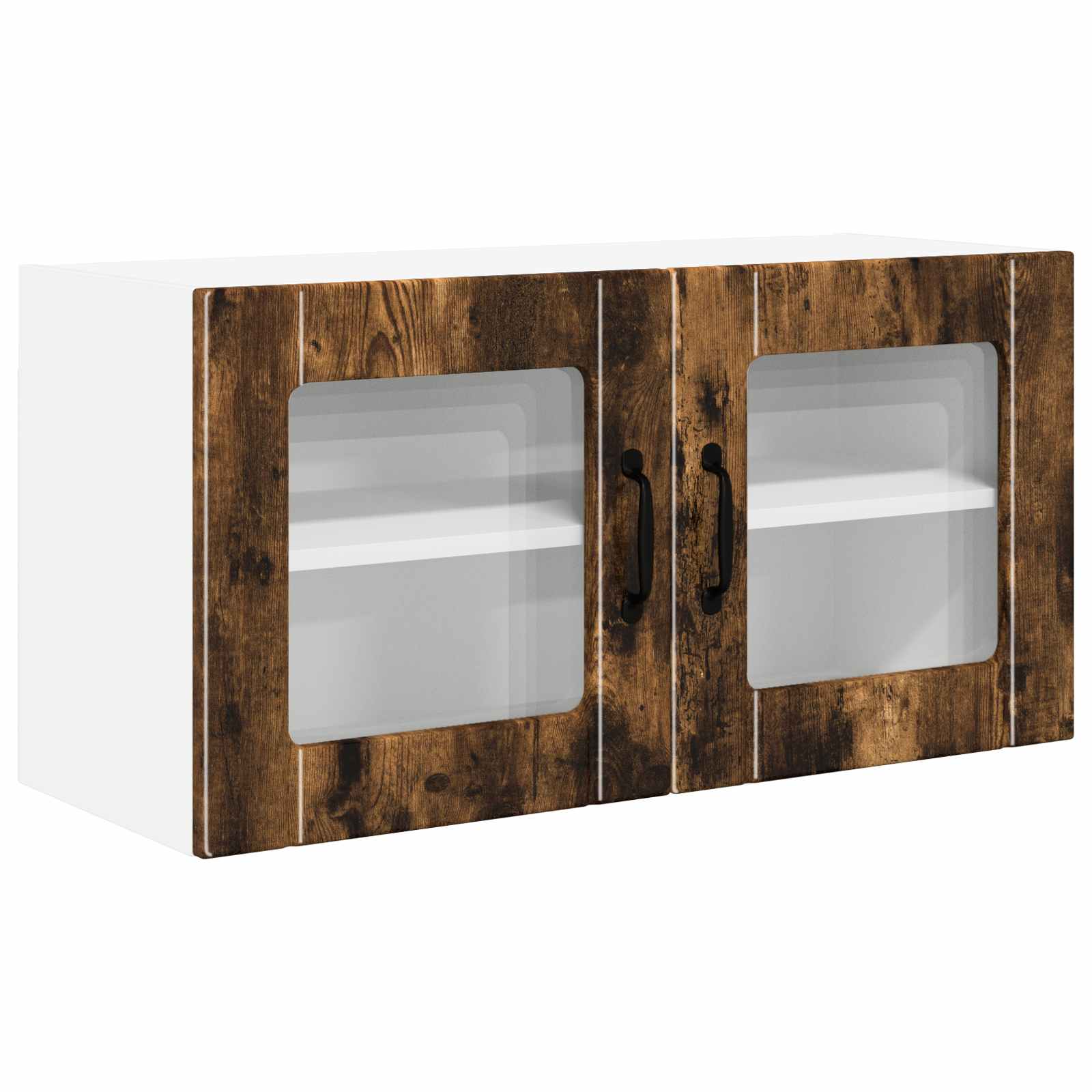 Wandglas-Schrank PORTO Geräucherte Eiche 80 x 31 x 40 cm