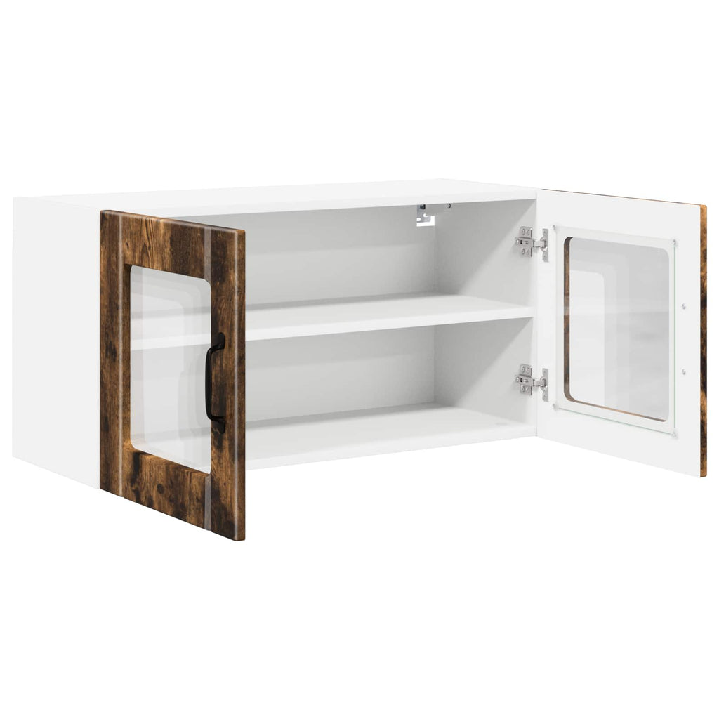 Wandglas-Schrank PORTO Geräucherte Eiche 80 x 31 x 40 cm