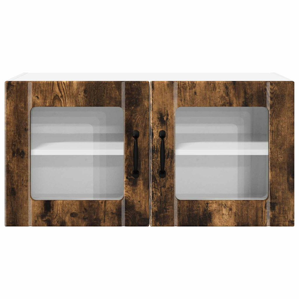 Wandglas-Schrank PORTO Geräucherte Eiche 80 x 31 x 40 cm
