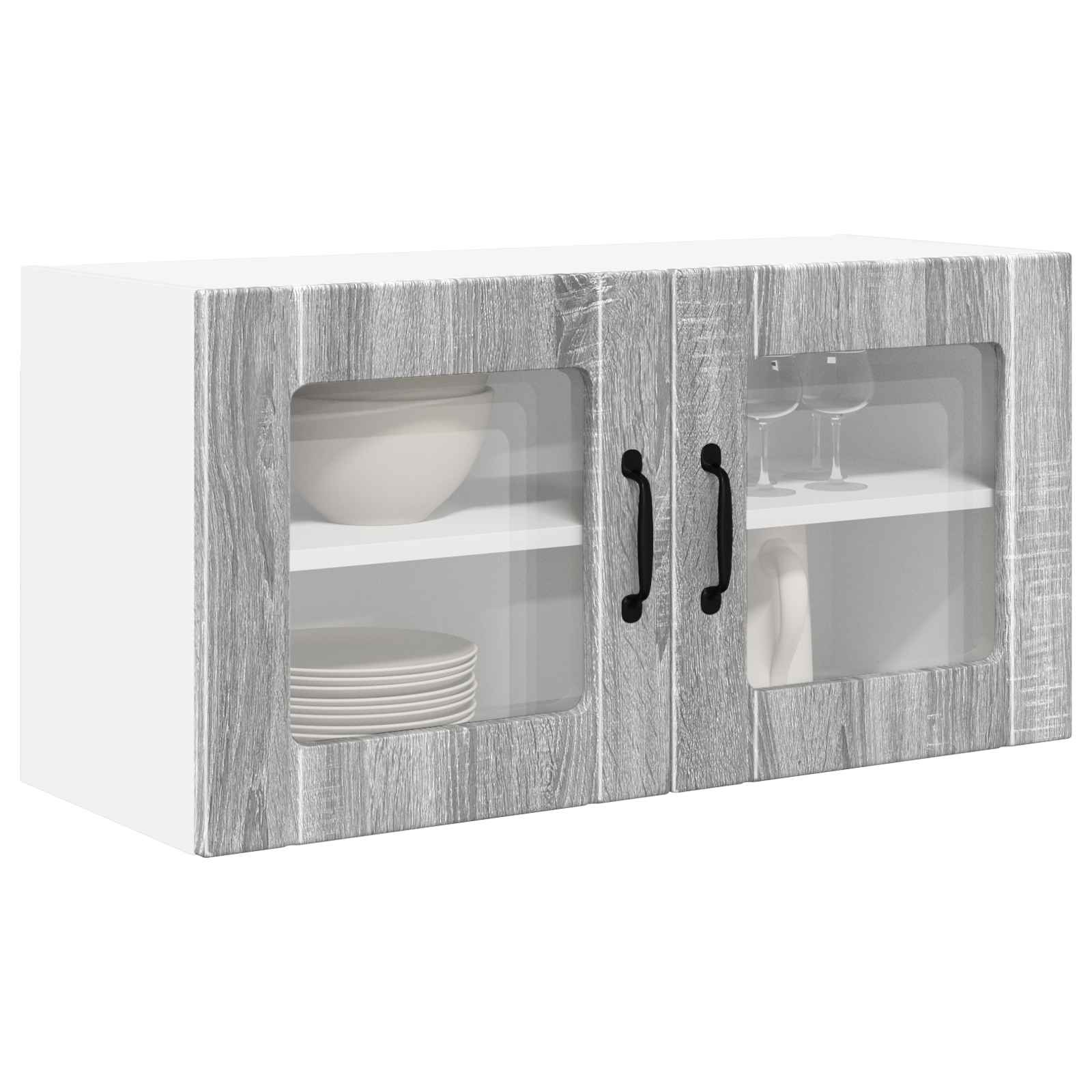 Wandglas-Schrank PORTO Graues Sonoma 80 x 31 x 40 cm