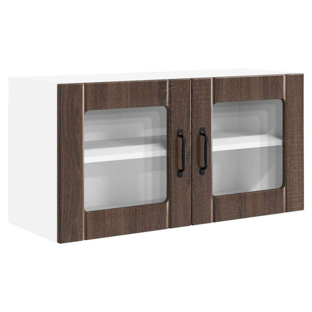 Wandglas-Schrank PORTO Braun Eichen-Optik 80 x 31 x 40 cm