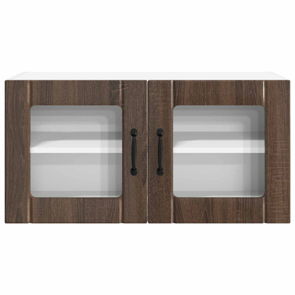 Wandglas-Schrank PORTO Braun Eichen-Optik 80 x 31 x 40 cm