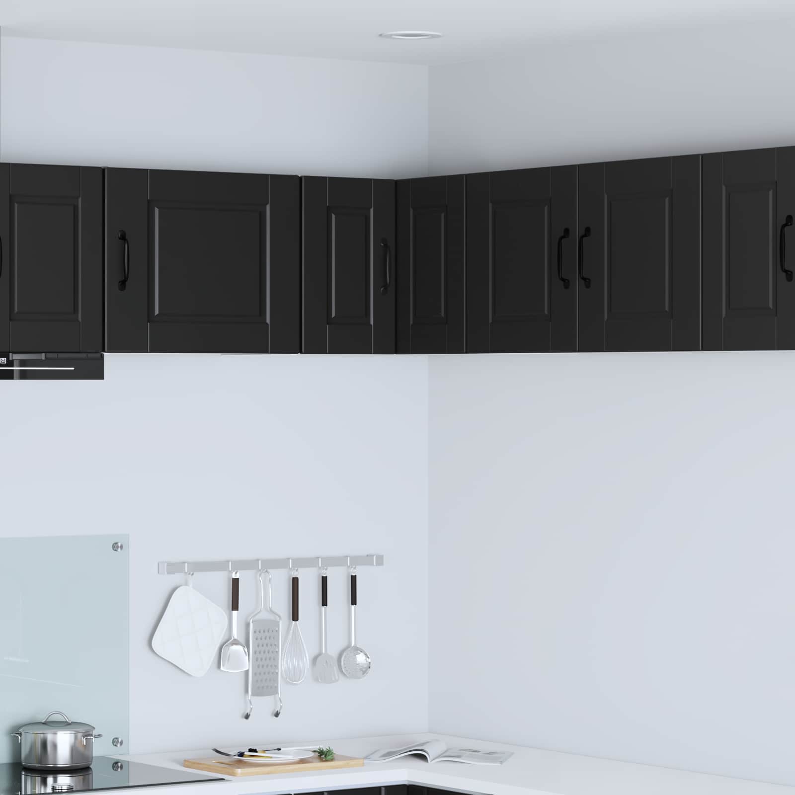 Wand-Eckschrank PORTO Schwarz 57 x 57 x 40 cm Holzwerkstoff