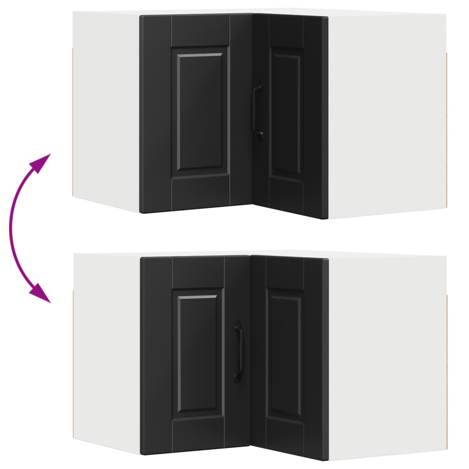 Wand-Eckschrank PORTO Schwarz 57 x 57 x 40 cm Holzwerkstoff
