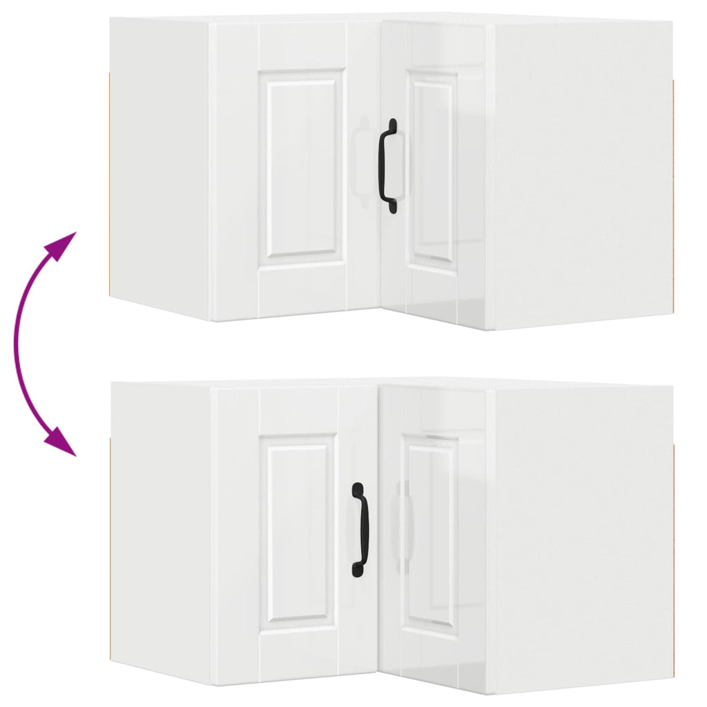 Wand-Eckschrank PORTO Hochglanz Weiß 57 x 57 x 40 cm