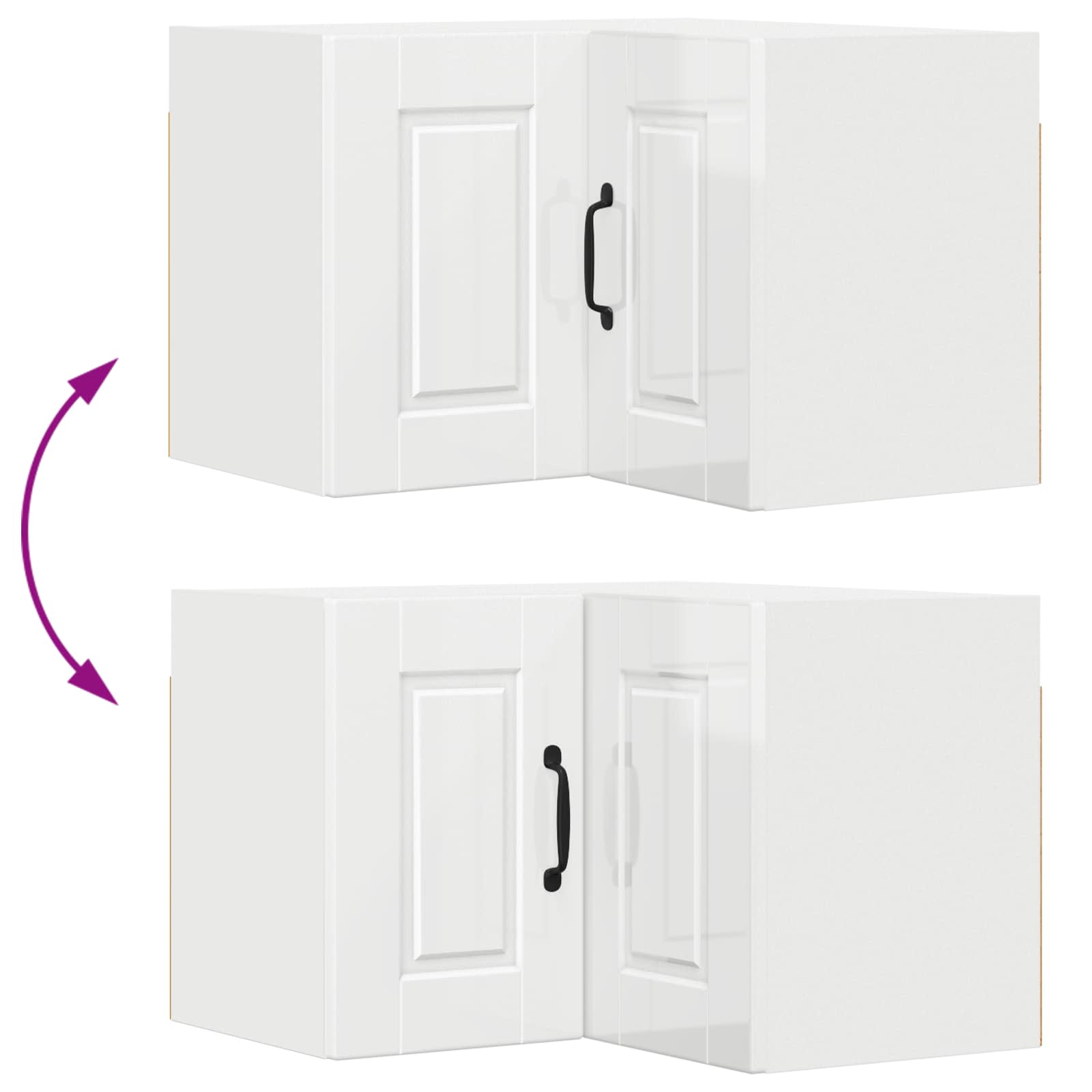 Wand-Eckschrank PORTO Hochglanz Weiß 57 x 57 x 40 cm